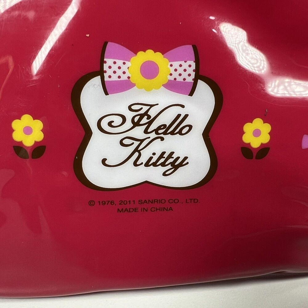 Sanrio Hello Kitty Red 2011 8” Pencil Case Pouch trinket Zipper - Picture 3 of 5